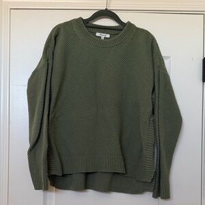 Madewell Olive Textured Crewneck Sweater